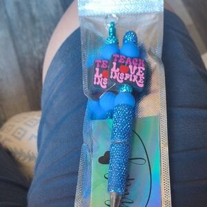 Blue Beaded Inspirational Pen